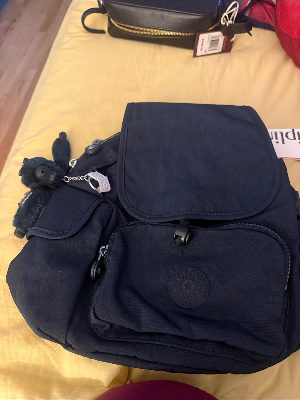 Kipling Navy Blue Mini Backpack with Monkey Charm